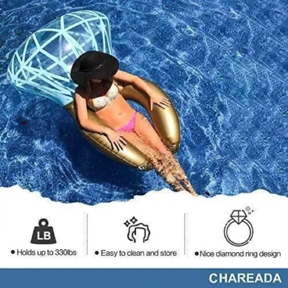 CHAREADA Elegant Gold Pool Float
